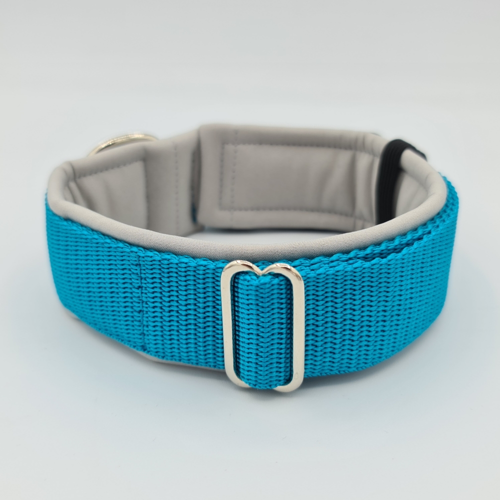 Halsband Petrol & hellgrau, verstellbar & gepolstert